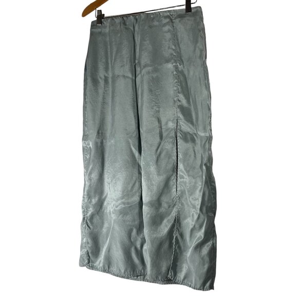 H&M Midi Skirt Mint Green Shiny Slit Pencil Skirt Women’s M Midi Skirts - Picture 2 of 8